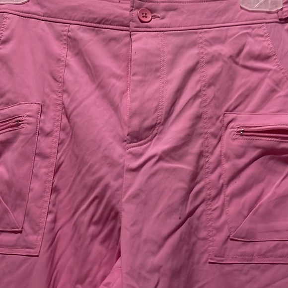 Danskin M pink capri nylon spandex adjustable waist pants pockets euc - Picture 3 of 10